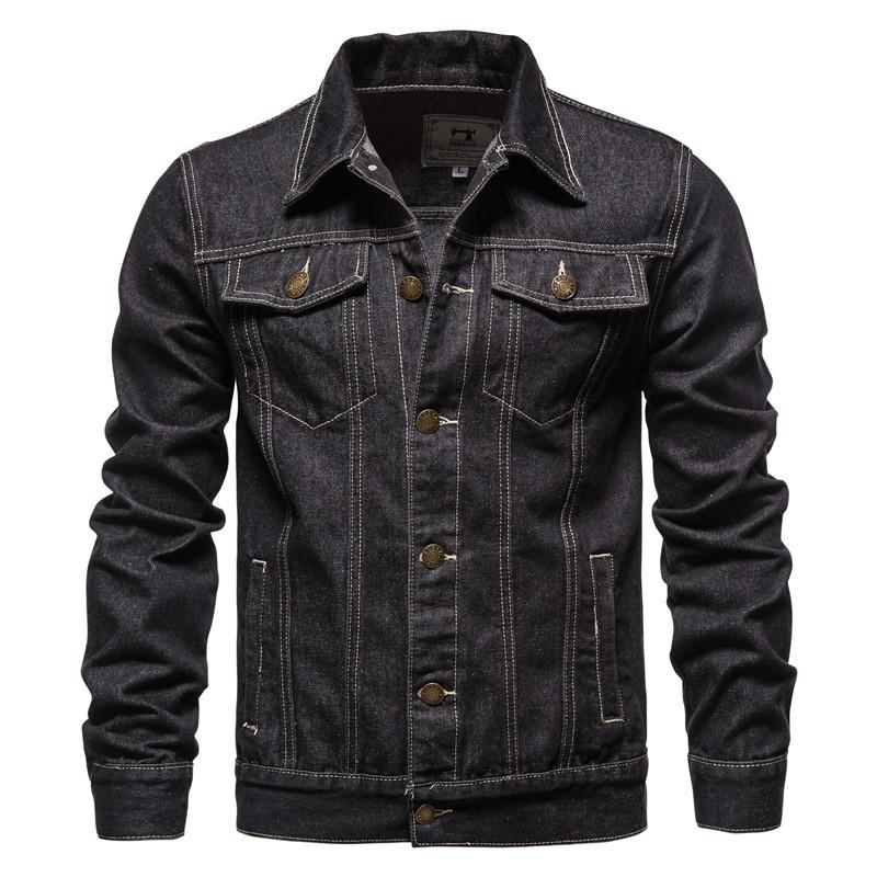 2023 neue Frühling Herbst Einfache Neue Männer Denim Jacken Lässige Mode Schlank Passt Jean Denim Jacke Patchwork Zipper Herren Kleidung M schwarz