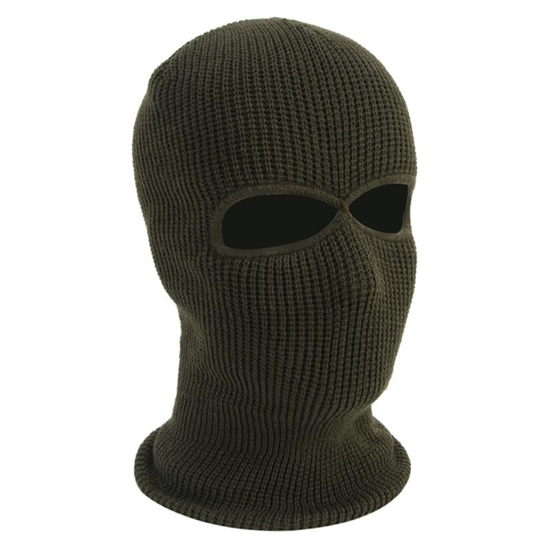 18 Farben Vollgesichtsmaske Drei 2-Loch-Balaklava-Mütze Winter Ski Radsportmaske Mütze Schal Warme Gesichtsmasken armee grüne