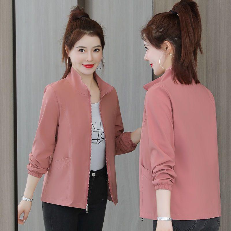 Damen Frühling Herbst Kurze Windjacke Oberbekleidung Entspannt Lässig Vielseitig Februar August Kleine Duftende Jacken 3XL dunkel rosa