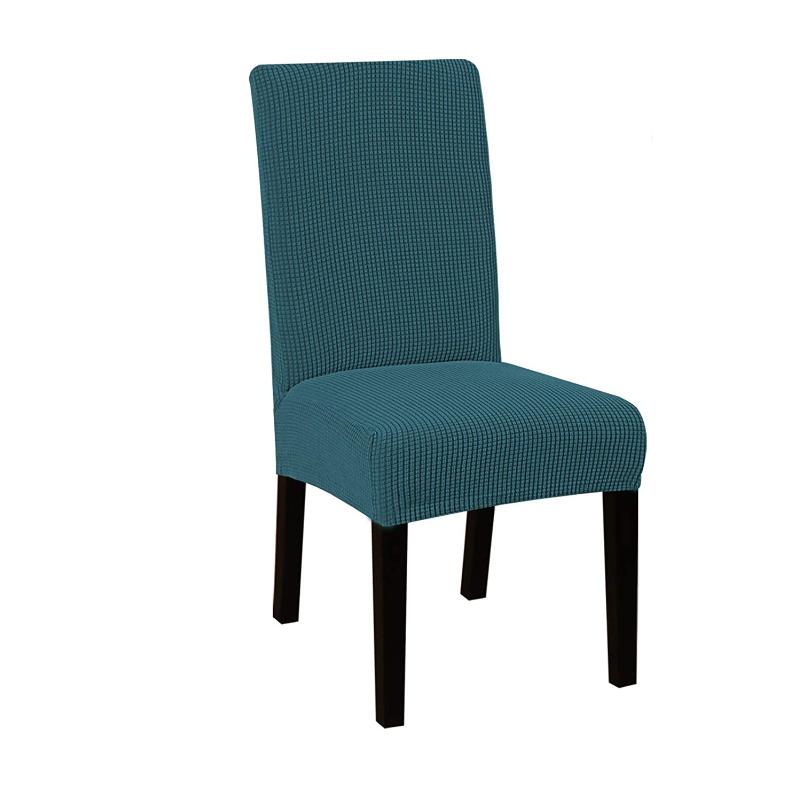 Jacquard-wasserdichter Stuhlbezug, Spandex-Stretch-Schonbezüge, Stuhlhussen für Küche, Esszimmer, Küche, Hochzeitsbankett dunkle cyan