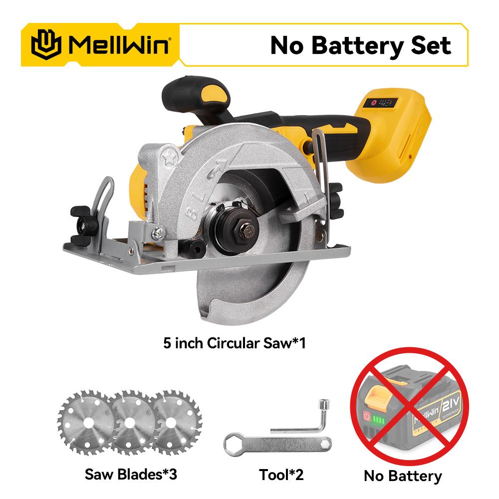 MELLWIN 125MM 5 Zoll Elektrische Bürstenlose Kreissäge Handgehalten Multifunktionssäge Holzbearbeitungs-Elektrowerkzeug Für Makita 18V Akku Without Battery
