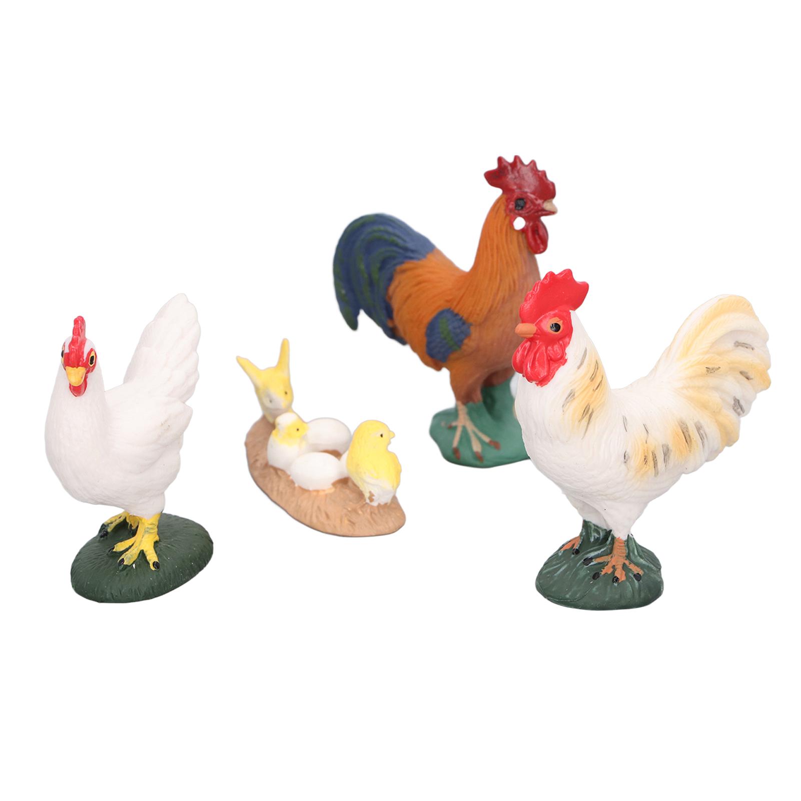 4 stücke Simulierte Bauernhof Huhn Figuren Set Hahn Henne Küken Dekoration Bauernhof Tiere Figuren für
