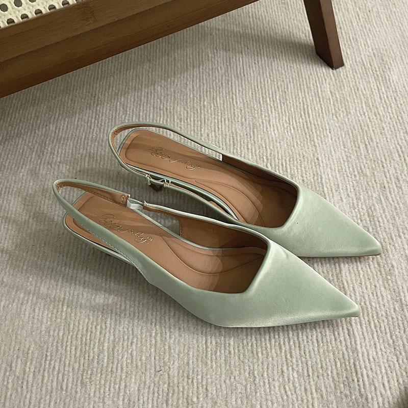 Mode Damen Slipper Schuhe Flache Damen Niedriger Absatz Sandalen Schuhe Mode Spitzschuh Damen Absatzsandalen Pumps Schuhe 40 grün