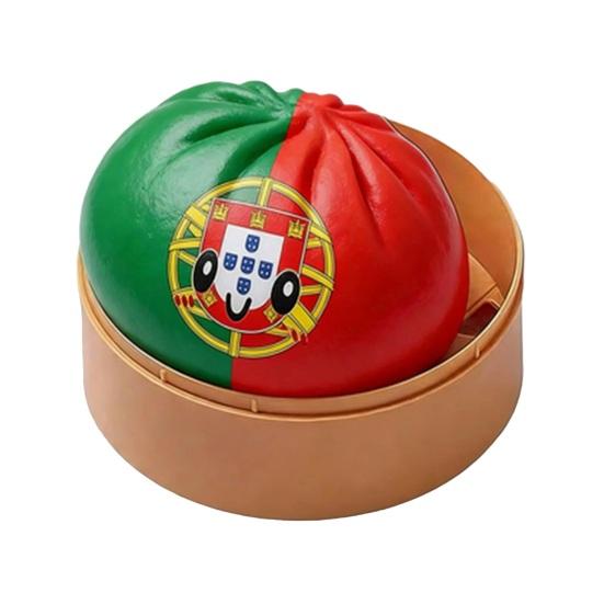 Nationale Flagge Teigtasche Quetschspielzeug Stressabbau Cartoon-Ausdruck Gedämpftes Brötchen Fidget-Spielzeug Handentspannung Dekompressions-Gadget F red