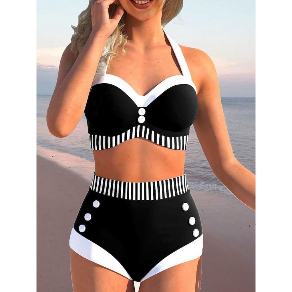 Frauen Bauchgurt Breasted Sexy Bikini Sexy High Waist Badeanzug Strand Bademode Weiblicher Sommer Badeanzug XL