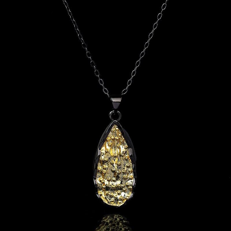 Übertriebene Damen-Halskette, unregelmäßiger schwarzer Goldschmuck, einzigartiges Temperament, Tropfenform, Pulloverkette, Damen-Schlüsselbeinkette schwarz