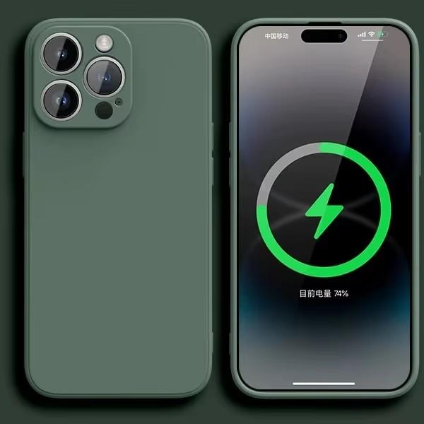 Luxuriöse Flüssigsilikon-Telefonhülle für iPhone 16 11 13 12 14 15 ProMax-Hüllen Stoßfeste Rückseite für iPhone 15 Plus-Zubehör For iPhone 13 Pro dunkelgrüne