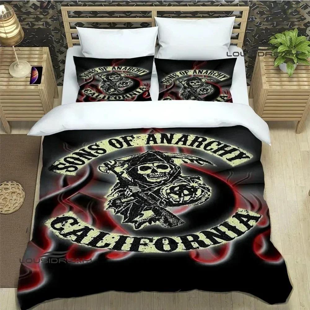 Sons Of Anarchy Retro Bettwäsche-Set Für Schlafzimmer Weiche Moderne Tagesdecken Bequeme Kinder Bettbezug Deckenbezug Und Kissenbezug EU SK(260*220cm)3pcs