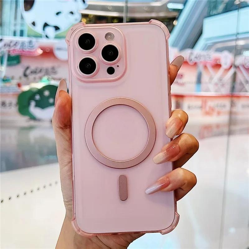 Hülle Für Honor 400 Smart Magnetische Kabellose Ladung Stoßfeste Hülle Für Honor X7D Magsafe Handy Schutzhüllen Transparente Stoßstange Honor X7D 4G rosa