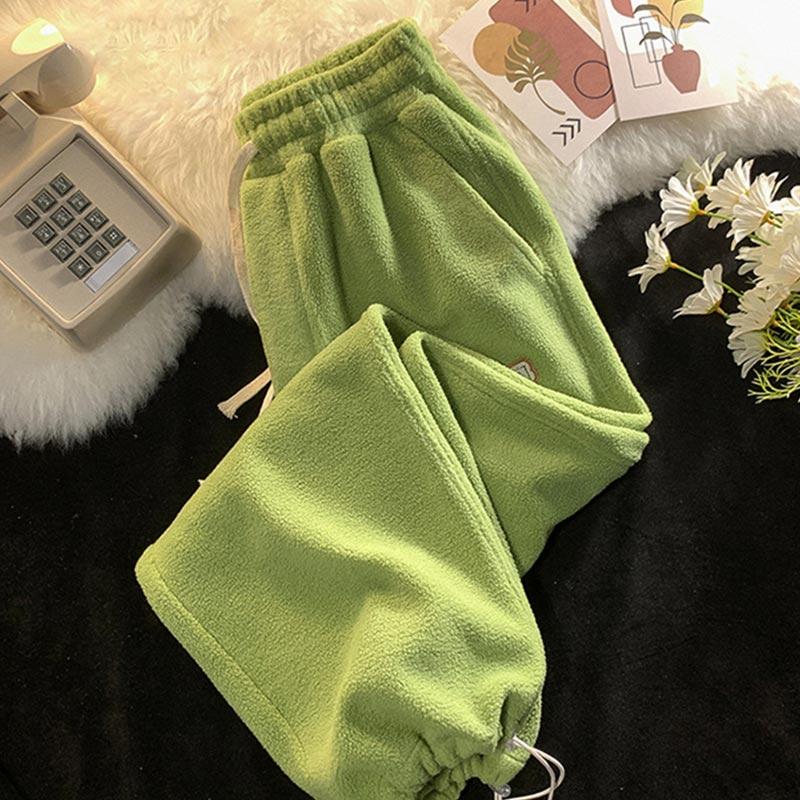 Damenhose, elastische Taille, Winter-Kordelzug, Fleece-Hose, Thermo-Jogginghose, Lounge-Hose XXL grün