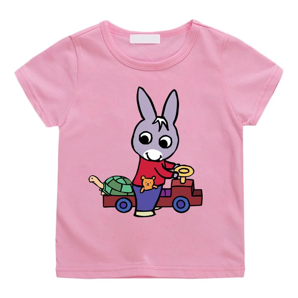 Lane Trotro 100% Baumwolle Cartoon T-Shirt Jungen Mädchen T-Shirt Sommer T-Shirts Bequem Hohe Qualität Rundhals Tops Kinderkleidung 160 rosa