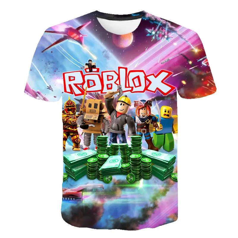 2025 Roblox Kinder T-Shirt Jungen Spiel Sport T-Shirt Kind Cartoon Kurzarm Top 3D Druck Lässig Street Harajuku Kleidung 160 gray