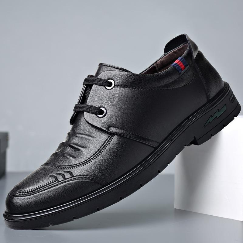 Weiches Leder, echtes Rindsleder, lässige Lederschuhe, schwarze Herrenschuhe, echtes Herrenleder, Geschäftskleid, Herrenschuhe 42