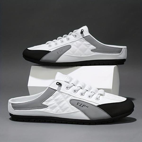 Herren Hausschuhe Sommer Casual Slip-On Pantoletten Leichte Atmungsaktive Wanderschuhe Faule Bequeme Slip-On Halbe Hausschuhe Flache Hausschuhe Lässige Hausschuhe 43 weiß