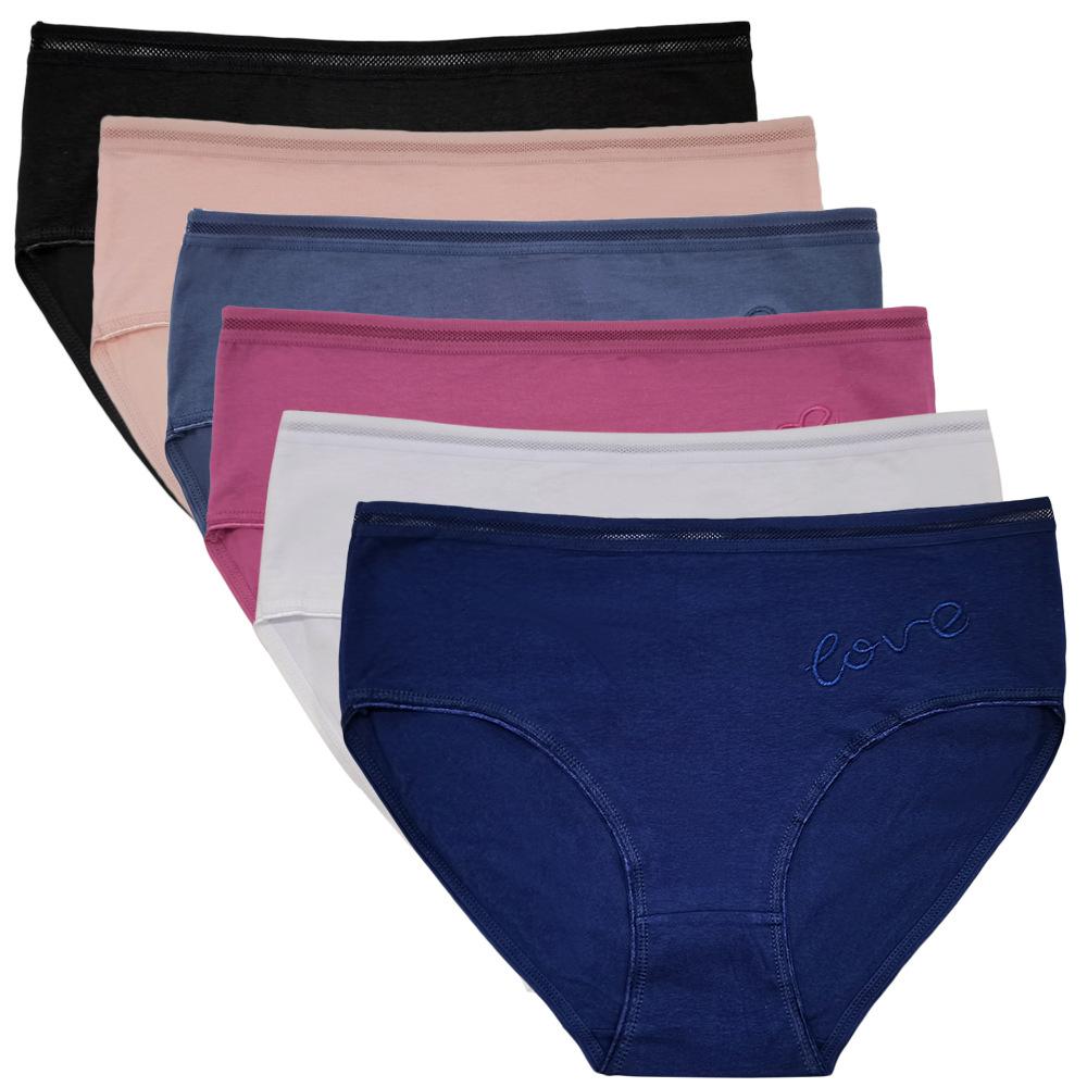 Damen-Unterwäsche, Baumwolle, hohe Taille, Slips, Damen, Mütter, Höschen, Schlüpfer, Dessous, Übergröße, Lot 6 Stück XXXL pink