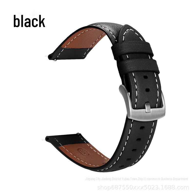 Echtlederarmband für Huawei GT2/GT3/GT4, Samsung S1, Apple – Smartwatch-Dornschließe Huawei/Samsung interface [22mm] schwarz