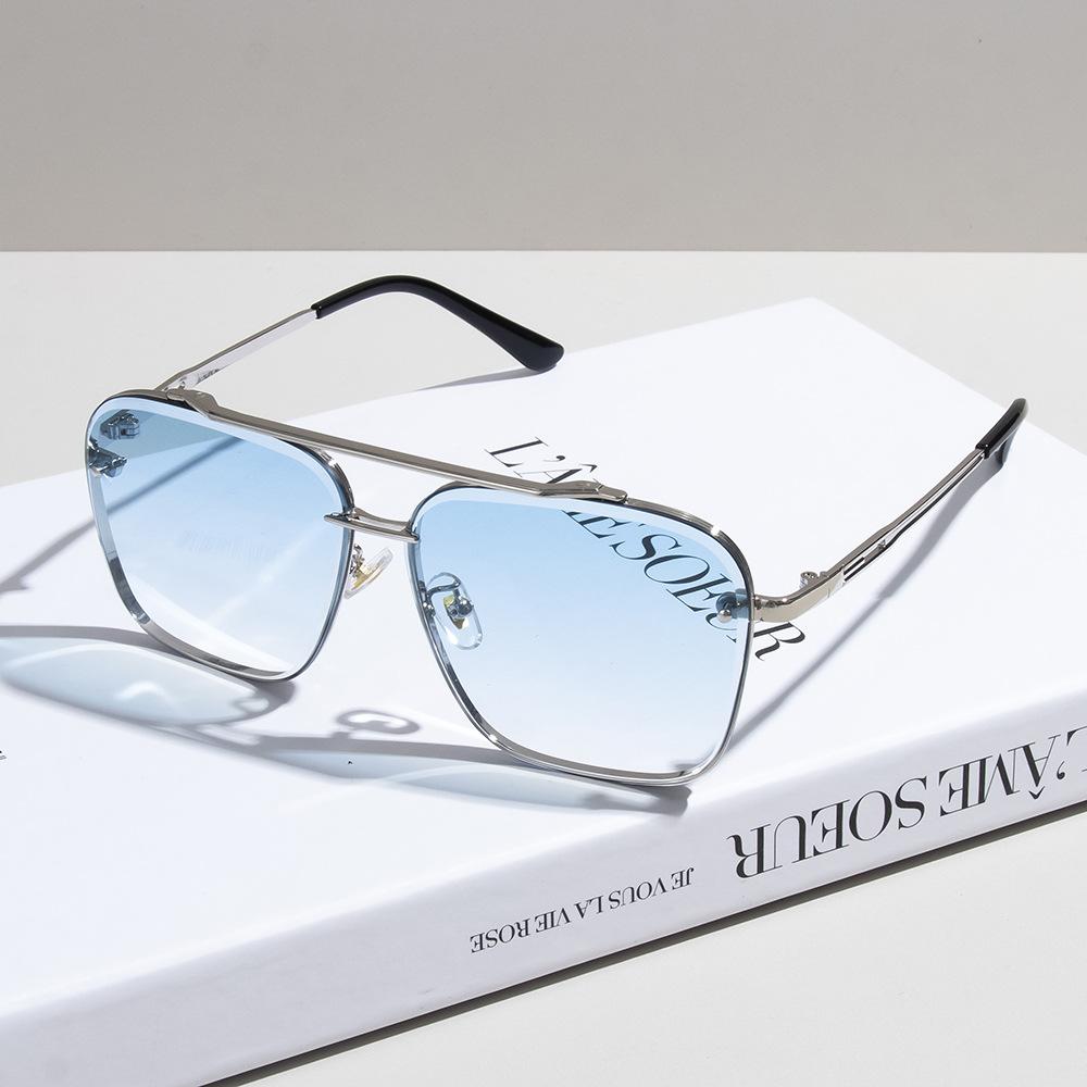 Mode Quadratische Sonnenbrille Herren Vintage Großer Rahmen Damen Farbverlaufsgläser Sonnenbrille Luxusmarke Metall Punk Brillen