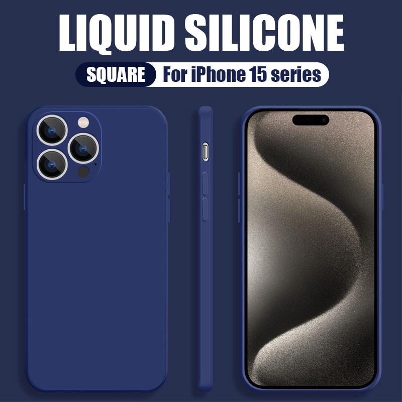 Für iPhone 16 15 14 Pro 13 12 11 Pro Max 13 12 Mini 7 8 XR XS SE 2020 17 Air Flüssigsilikon-Hülle Bonbonfarbe Hülle mit Kameraschutz iPhone 13 Pro Max navy blau