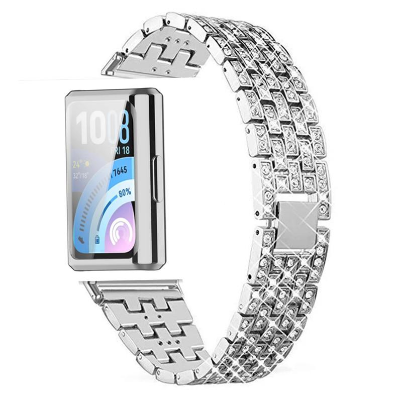 Metallarmband für huawei band 11 Diamant-Gliederarmband für huawei band 11Pro Smartwatch Zubehör für huawei band 11 Armband For Huawei band 11 white