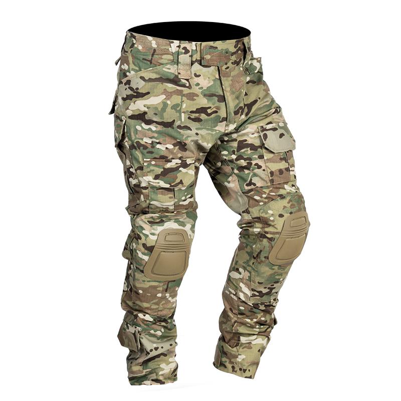 Herren Kampfhose mit Knieschützern, Armee, Militär, Airsoft, taktische Cargo-Sporthose, Tarnung, Multicam, Trekking, Jagdkleidung mit Knie S