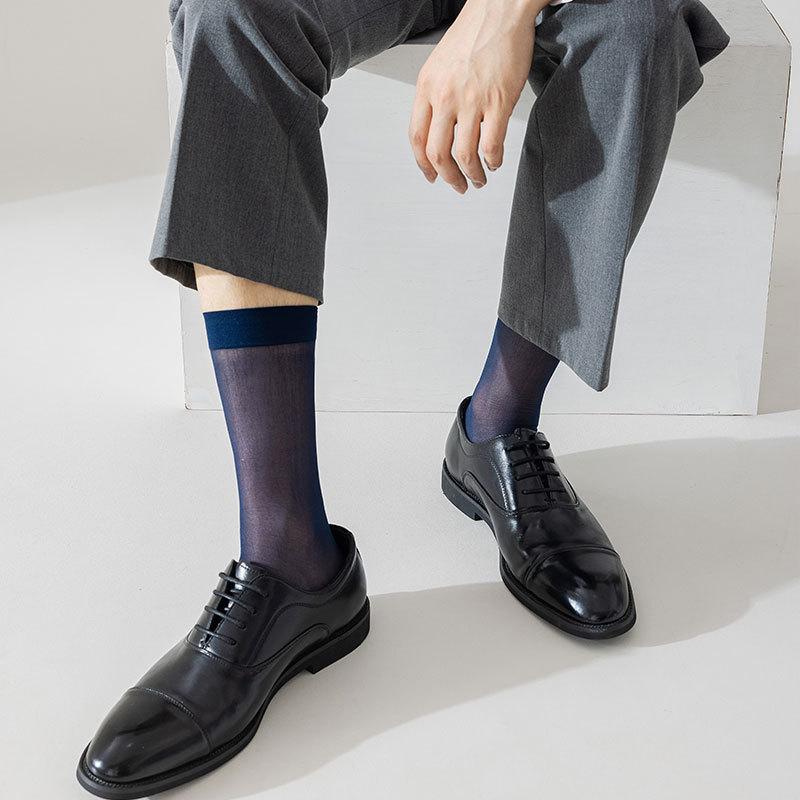 Überknie-Strümpfe, Sommer Ultra-dünne Herren High-Top Business-Schuhe, Socken, Langlebige, Verschleißfeste und Hakenfeste Strümpfe 1 pair navy blau