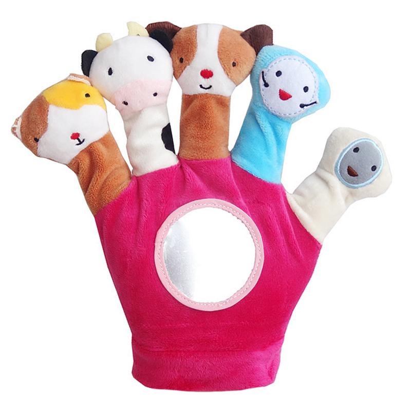 Kinder Handpuppen Handschuhe Spielzeug Kinder Plüsch Handpuppe Cartoon Niedliches Tier Fingerpuppen Spielzeug Handpuppe Storytelling Pädagogisches Spielzeug pink