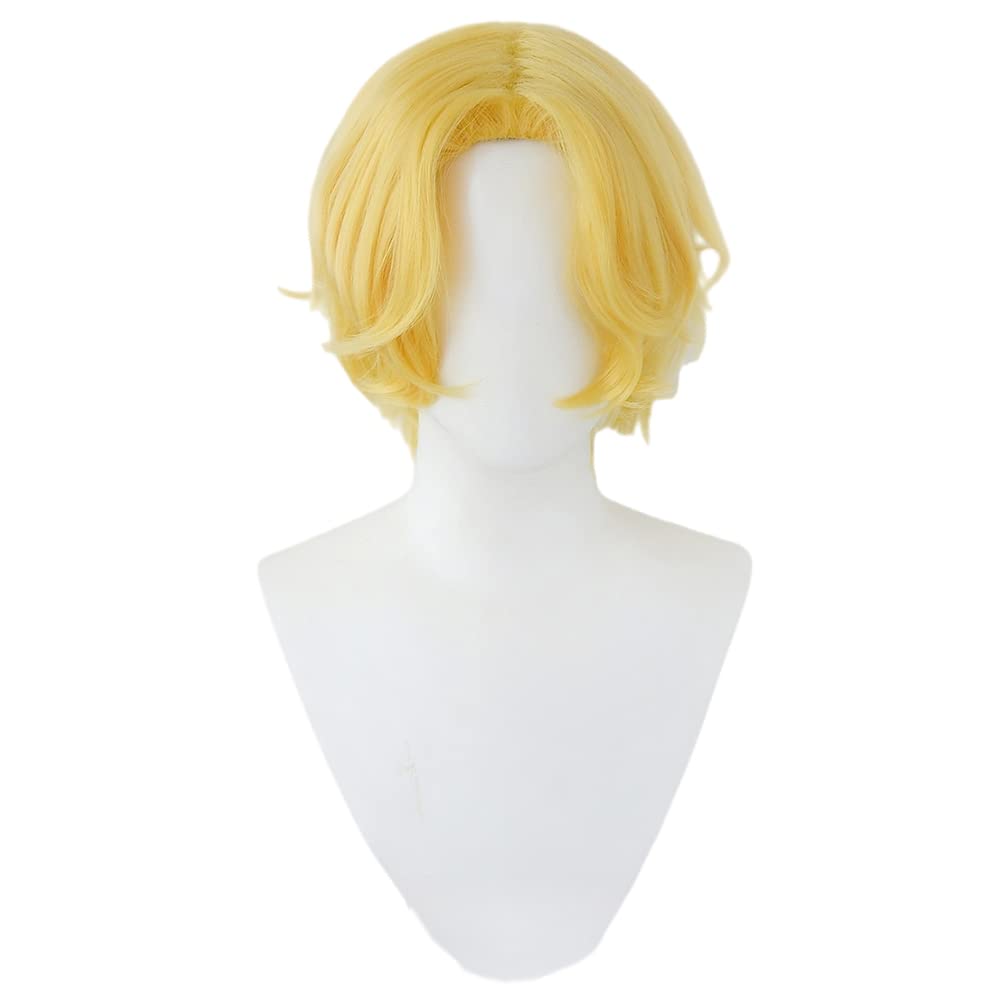 One Piece Sabo Cosplay Perücke, Gold, Mittelscheitel, Hitzebeständig, Perfekt für Verkleidungen, Kostüme, Halloween, Events und Fotoshootings