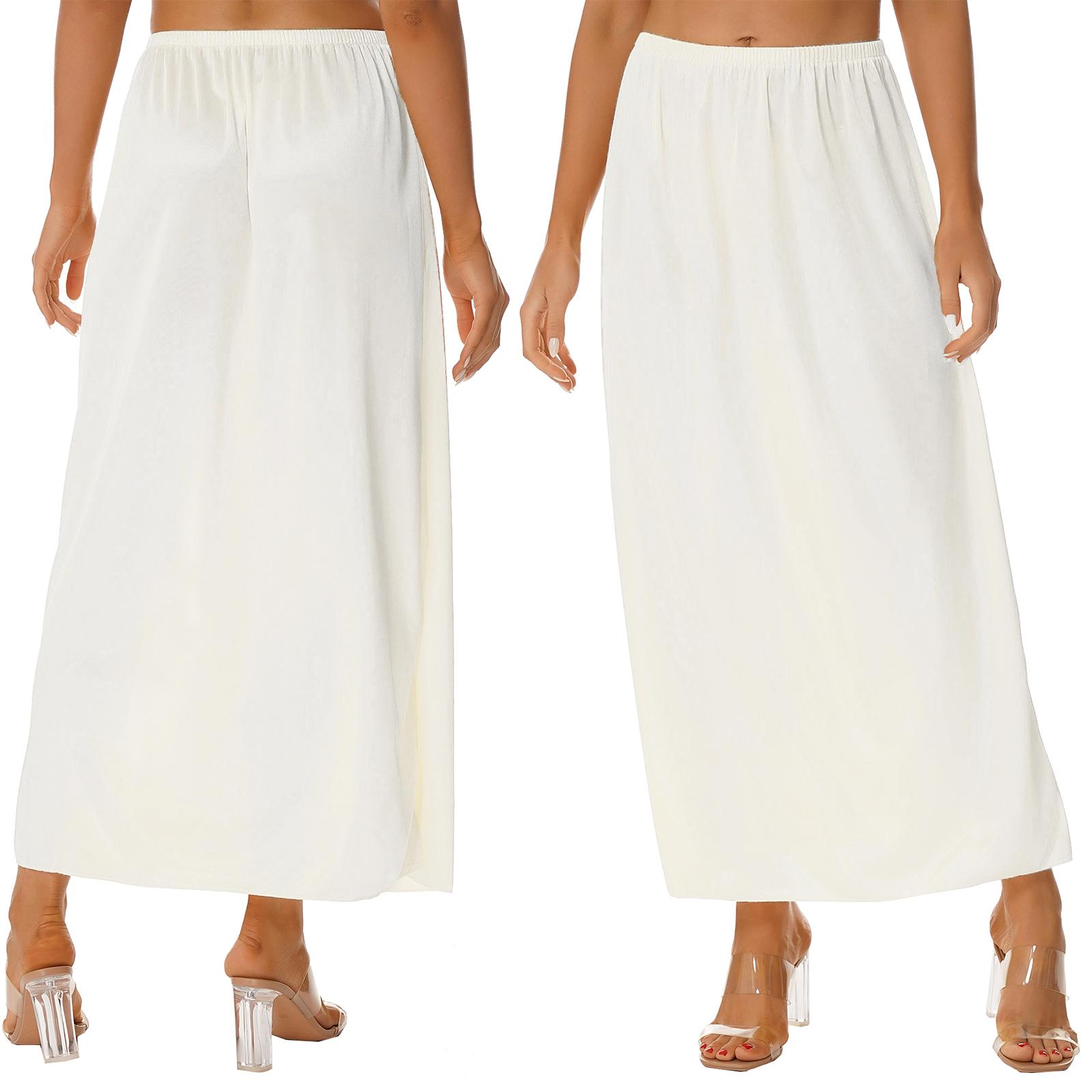 Glatter, einfarbiger Damen-Unterrock, elastischer Bund, Petticoat für Partykleid, Rock One Size weiß