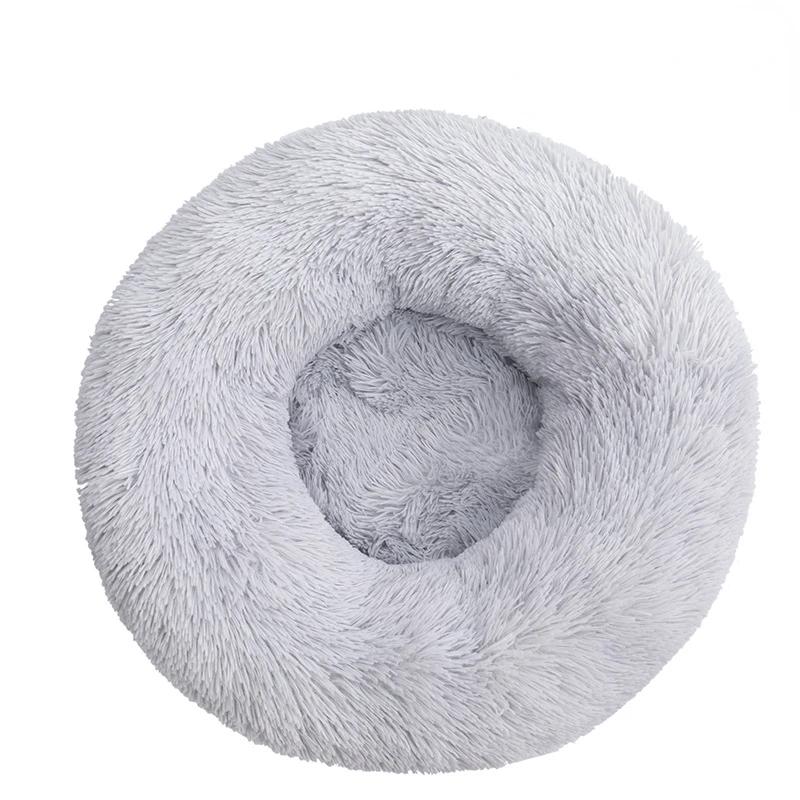 40–80 cm, rundes Haustierbett für große Hunde, superweiches Katzenbett, langes Plüsch-Hundehaus für mittelgroße Hunde, warmes Winterschlafbett Diameter 40CM licht grau