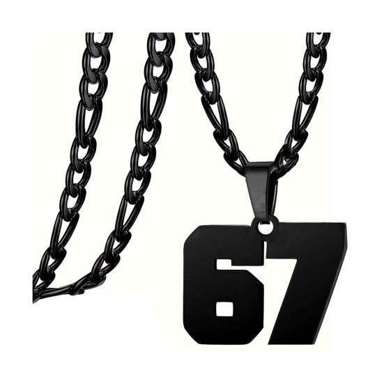 Nummer 67 Anhänger Halskette Herren Väter Halskette Hypoallergener Schmuck Brüder Basketball Edelstahl Geschenk schwarz