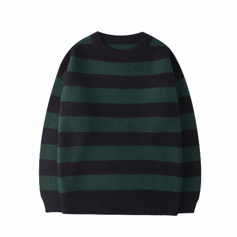 Herbst Gestrickte Gestreifte Pullover Frauen Pullover Casual Pullover Grün Übergroßen Pullover Jumper Teen Gril Streetwear Herbst M grün