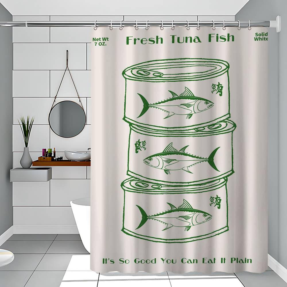 Retro Küche Fisch Blau Sardinen Rot Hummer Thunfisch Einfacher Duschvorhang Badezimmer Duschvorhang Leicht zu Reinigen Schrubben Lichtundurchlässig 90x180 cm