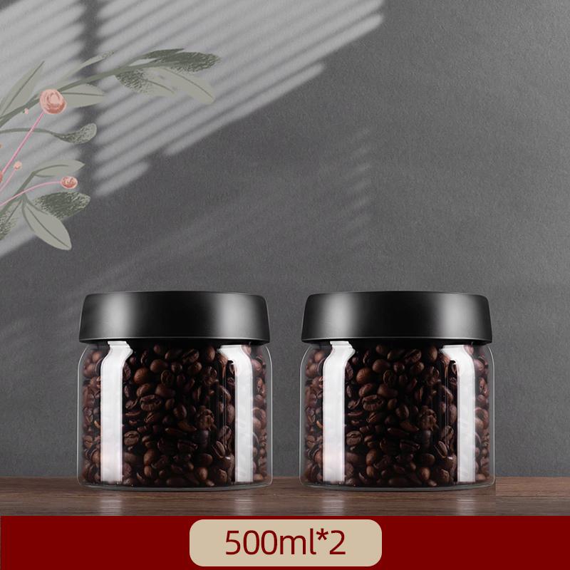 GIANXl Vakuumversiegeltes Krug-Set Schwarze Kaffeebohnen Glas Luftdichter Behälter Küche Lebensmittel Getreide Süßigkeiten Frischhalte-Aufbewahrungsglas-Set gray