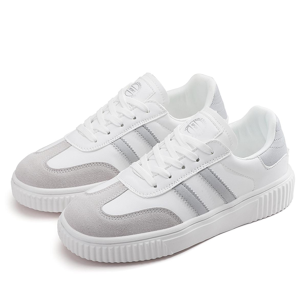 TUINANLE Sneakers Damen Sportschuhe Chunky Casual Weiße Sneakers Mädchen Walking Plateauschuhe 36 grau/weiß