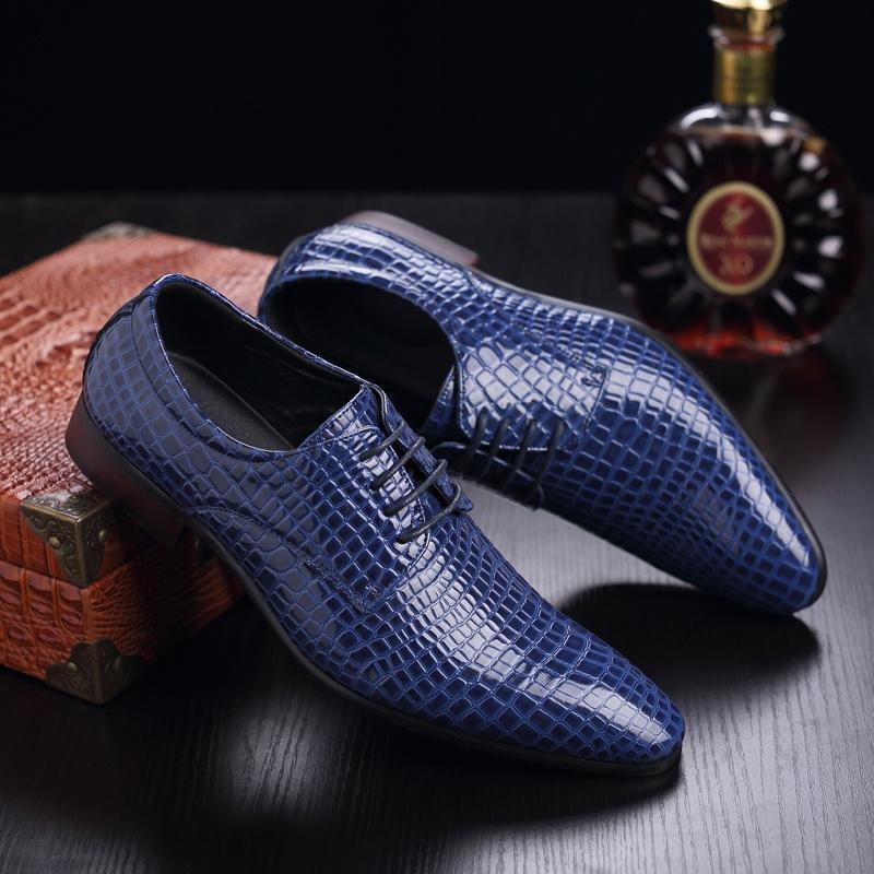 Männer Oxford Schuhe Schnüren Casual Business Spitze Schuhe Marke Männer Hochzeit Kleid Schuhe 44 blau