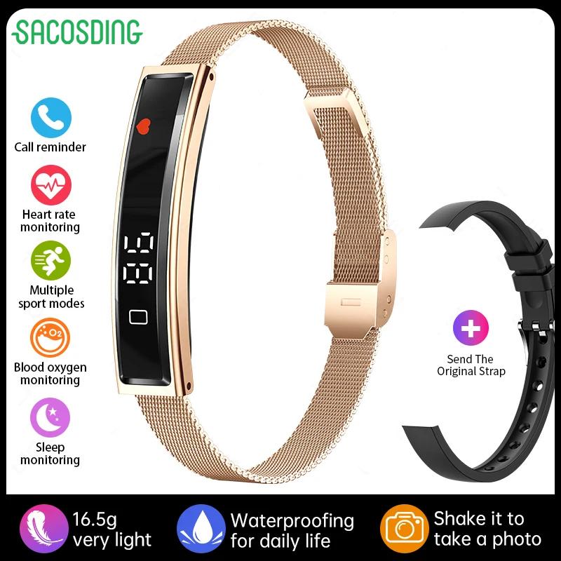 SACOSDING Smart Armband Fitness Tracker 24H Schlaftracker Ganztägige Kontinuierliche Herzfrequenzmessung Schrittzählung Sport Smartwatch Armband