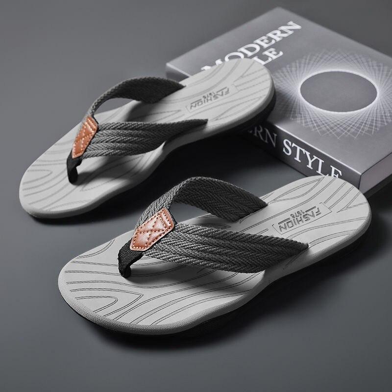 Coslony Flip-Flops für Herren, Hausschuhe, Sommer, Outdoor-Hausschuhe, Strand, männlich, weicher Boden, rutschfeste Hausschuhe, Schuhe, Hausschuhe 42 grau