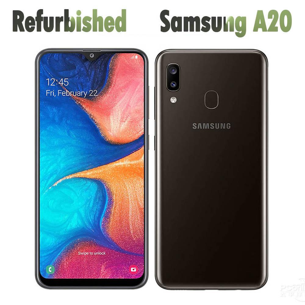 95% neues Refurbished Samsung Galaxy A20 A205U Single SIM / A205F Dual SIM 3GB RAM 32G ROM Mobiltelefon A205U Simple Set schwarz