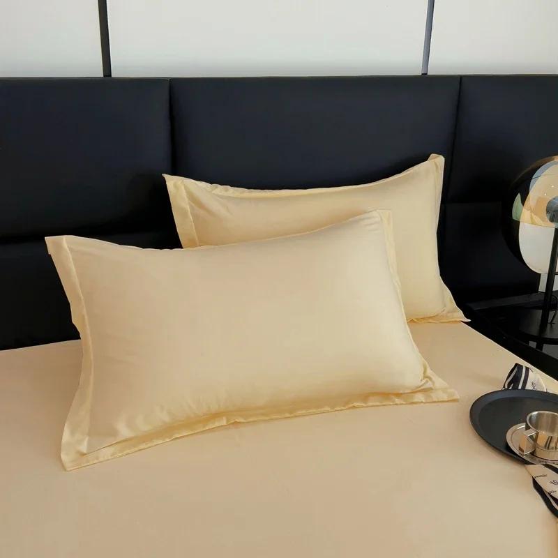 Kissenbezug aus gewaschener Baumwolle in Volltonfarbe, 48 x 74 cm, Kissenbezug für Zuhause, Bett, Bettwäsche in Standardgröße, Klasse A, Heimtextilien, Hoteldekor, 1 Stück 48x74cm 1pc gelb