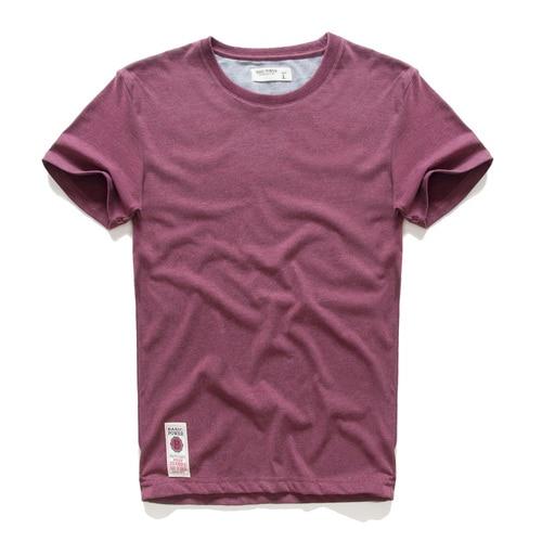Herren T-Shirt Baumwolle Einfarbig T-Shirt Männer Kausal Oansatz Grundlegende T-Shirt Männlich Hohe Qualität Klassische Tops BP1700-2 M wein rot