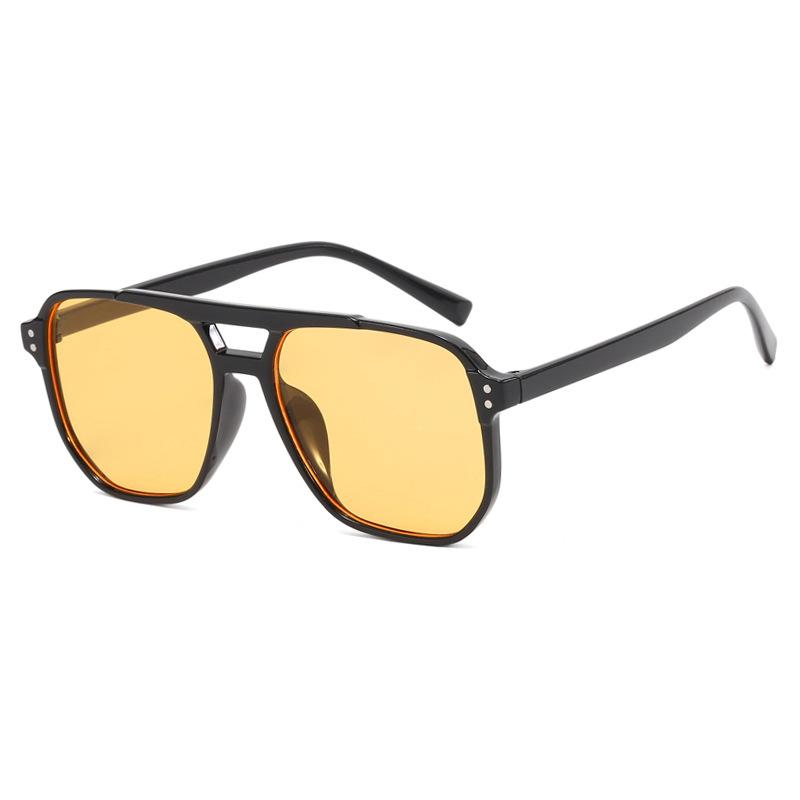 Neue modische Business-Sonnenbrille für Herren, Piloten-Sonnenbrille mit Doppelstrahl, trendige und vielseitige Brille, nicht polarisiertes Modeaccessoire gelb