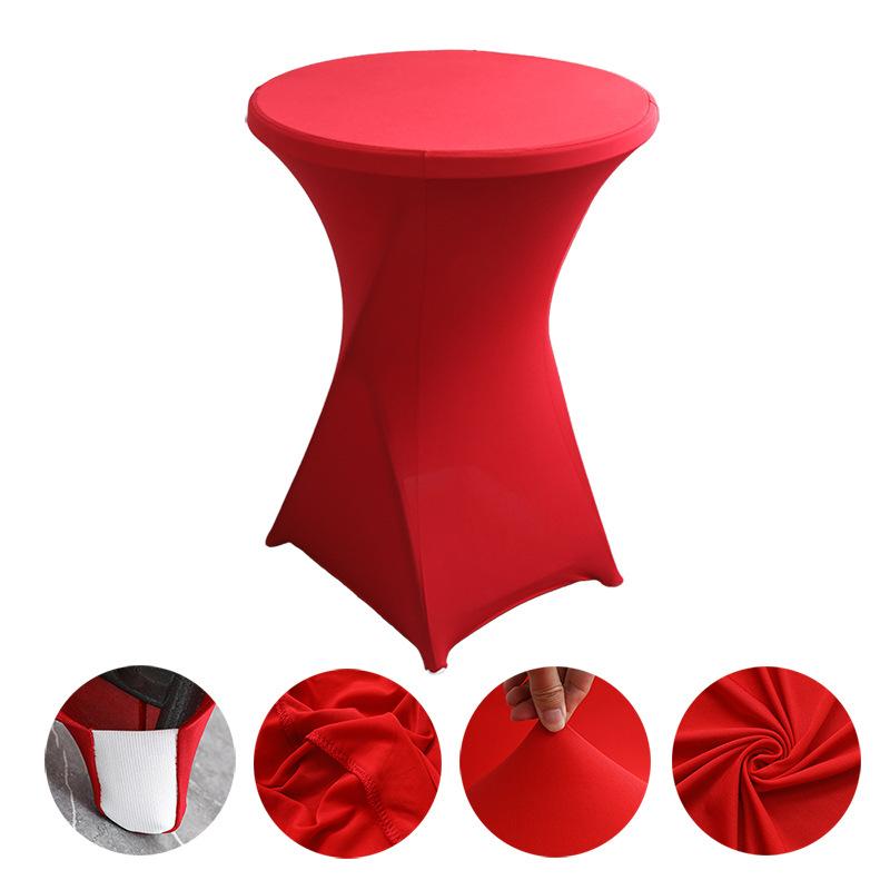 Höhe Stretch Runde Tischdecke Cocktailtischhülle Spandex Tischdecke Bar Hotel Party Hochzeit Elastische Tischdecke Deko 1PC-80*110cm rot