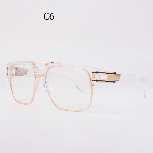 Mann Frauen Flache Spiegel Sonnenbrille Unisex Mode Vintage Quadrat Sonnenbrille Marke Designer Sonnenbrille None