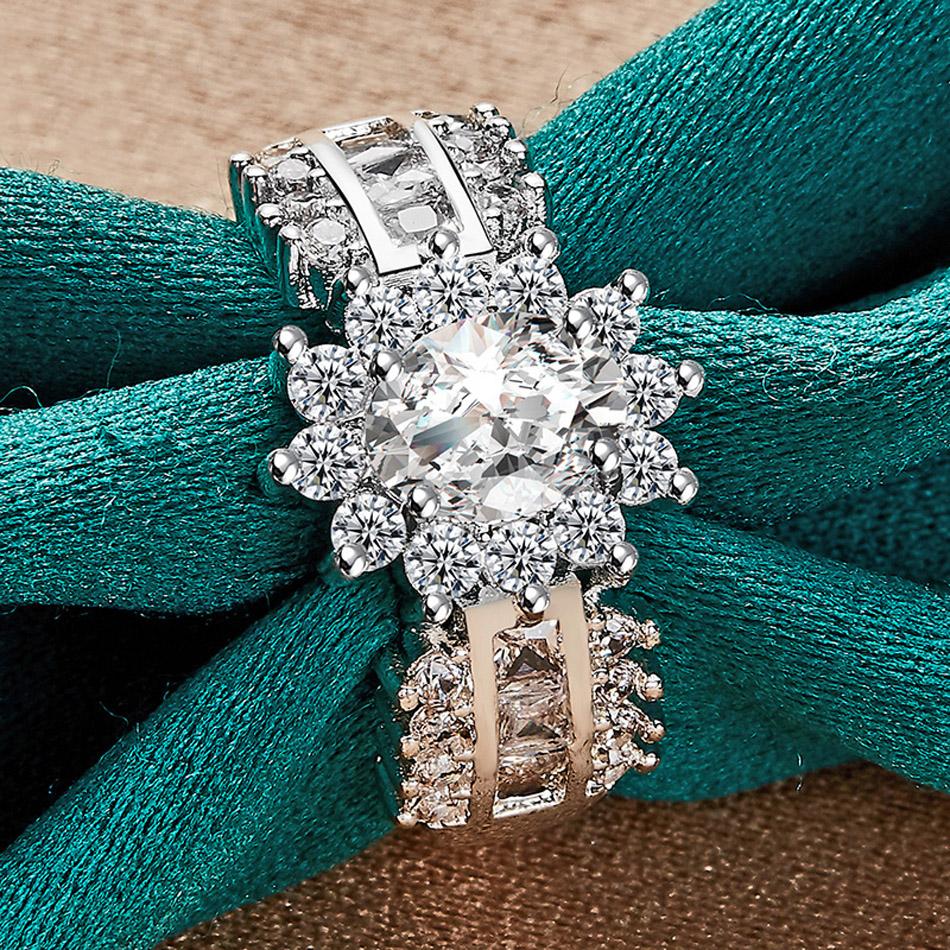 925 Sterling Silber Drei Reihen Himmel voller Sterne Zirkon 7 8 9 10 Ring für Frauen Modeschmuck 7