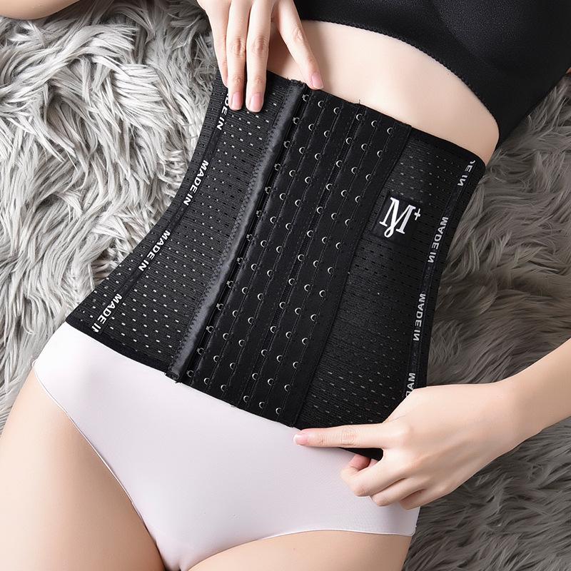 Frauen Taille Cincher Damen Korsett Shaper Band Body Building Vordere Schnalle Dreireihiger Shaper M schwarz