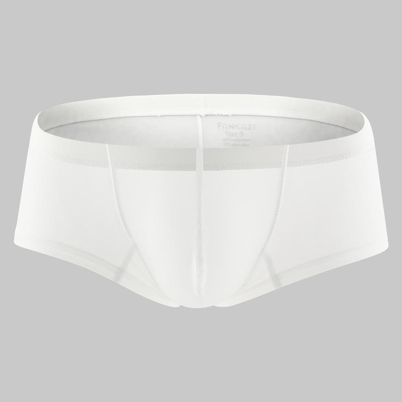 Herren Einfache Lässige Slips Niedrige Taille Einfarbige Komfort Boxer-Slips mit 3D-Beutel-Design Intime Unterwäsche L weiß