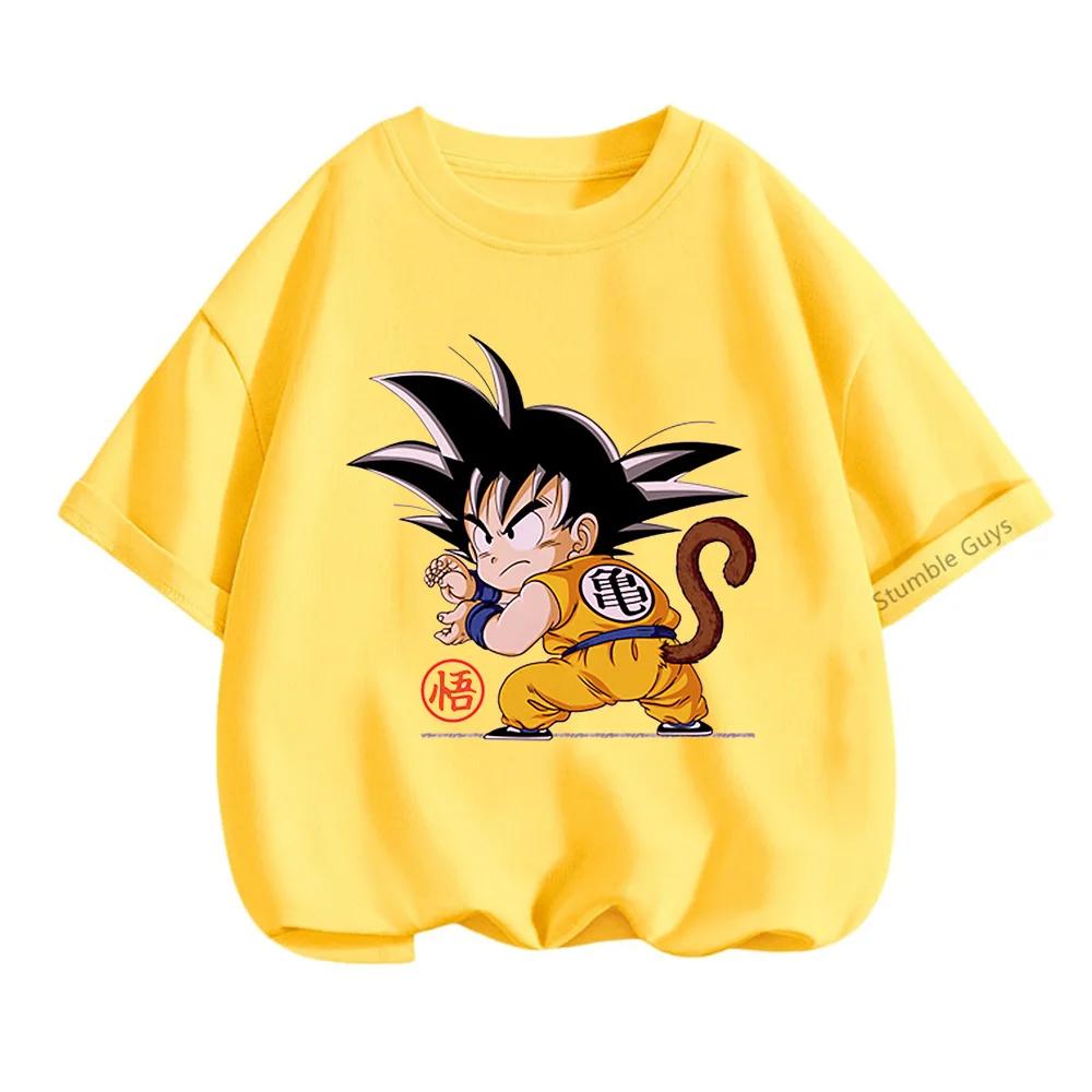 2025 MINISO Sommer 4-14 Kinder Dragon Ball Z T-shirt Son Goku Anime Teen Kleidung Mode Casual T-shirt Jungen Kleidung mädchen Kawaii Kinder Tops 130