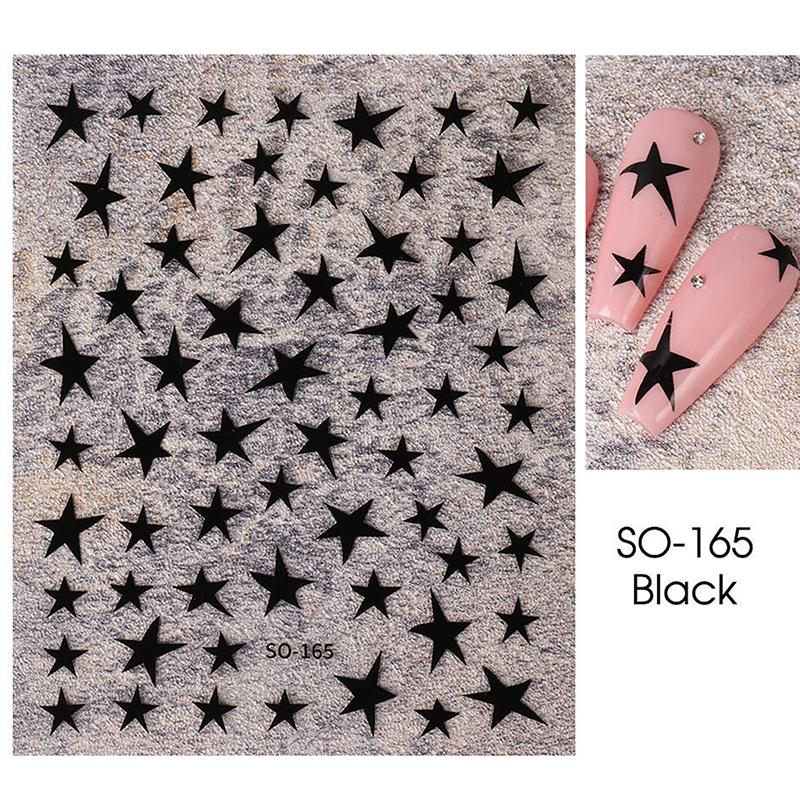 3D Y2K Stern Nail Art Sticker Selbstklebend Pentagramm Sterne Nageldesign Für Frauen Mädchen Maniküre Dekoration Diy Salon schwarz