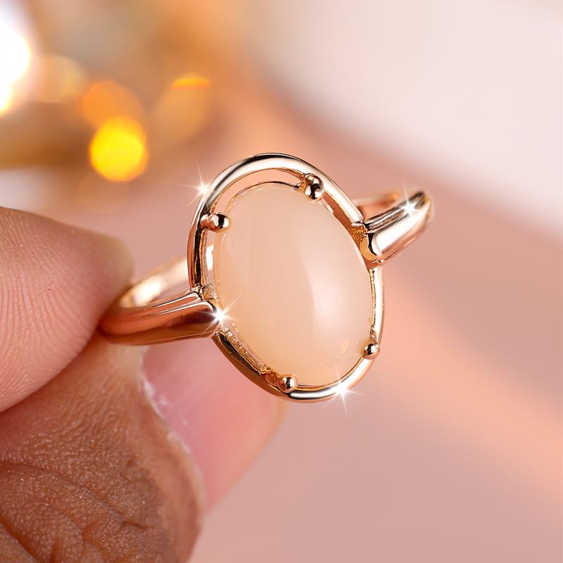 Vintage Oval geformte grün rosa Stein Ringe für Frauen Antik Gold Farbe Eheringe Schmuck 8 rosa/gold