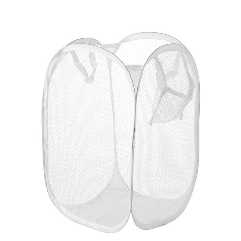 Zusammenklappbarer Sortierkorb für schmutzige Wäsche, Waschrahmen, Badezimmertuch, Netz-Aufbewahrungstasche, Rahmen, Eimer, Wäsche-Organizer, Aufbewahrungstasche weiß